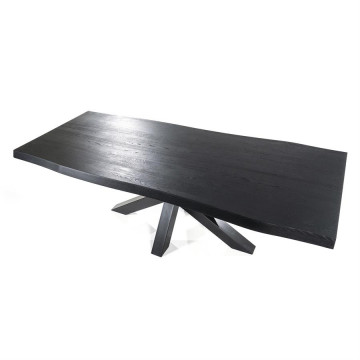 Masa dreptunghiulara din lemn de stejar 240x100 cm neagra - Img 2