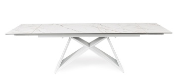 Masă extensibilă pentru 8-10 persoane, cu blat din ceramică și sticlă securizată, picioare din oțel, 180-260x90x76 cm - Img 3