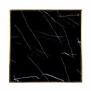 Masa patrata cu blat din sticla Osteria 75,5 x 70 x 70 cm negru/auriu - Img 2