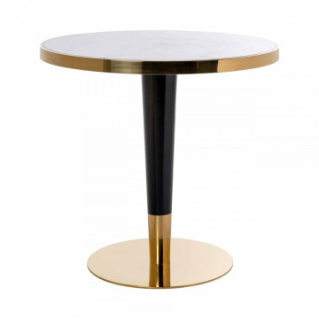 Masa rotunda cu blat din marmura Osteria 75 x 80 x 80 cm alb/auriu/negru
