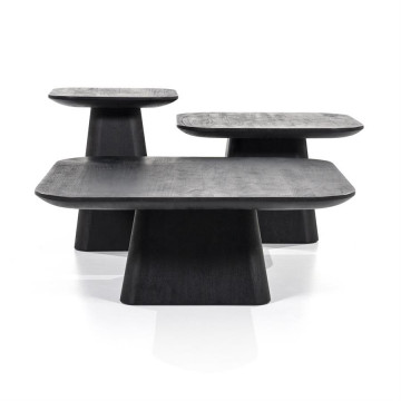 Masuta cafea din lemn de mango Aron 80x80 cm neagra - Img 3
