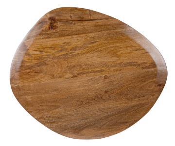 Măsuță de cafea, blat neregulat din lemn de mango 60x58 cm, bază din oțel, natural, înălțime 45 cm - Img 4
