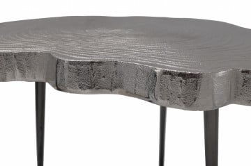 Masuta de cafea cu forma neregulata din aluminiu 65x56x50 cm argintiu - Img 3