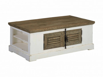Masuta de cafea dreptunghiulara din lemn cu spatiu de depozitare 135x75x50 cm alb/maro
