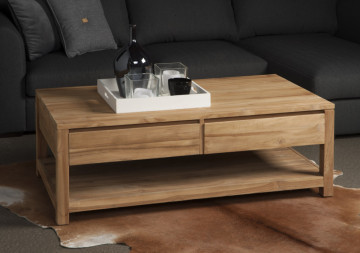 Masuta de cafea dreptunghiulara din lemn cu spatiu de depozitare 130x70x45 cm maro - Img 2