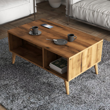 Masuta de cafea dreptunghiulara Exxen cu spatiu de depozitare nuc 90x41,6 cm - Img 4