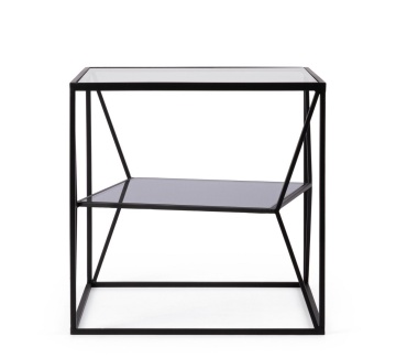 Măsuță de cafea Hydra, pătrată, cu blat din sticlă securizată și cadru din oțel vopsit epoxidic, dimensiuni 45 x 45 cm, înălțime 45 cm - Img 3