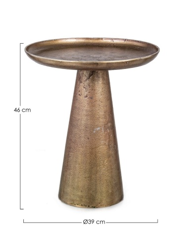 Măsuță de cafea Kulvir, rotundă, din aluminiu cu finisaj alamă, diametru 39 cm, înălțime 46 cm - Img 2