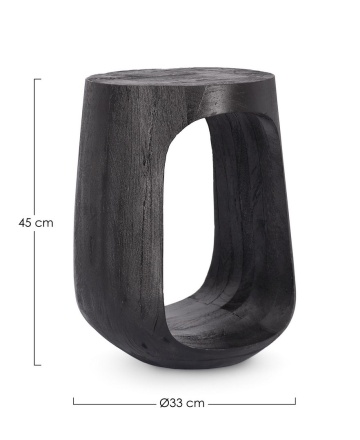 Măsuță de cafea Lopez, rotundă, din lemn de mango, neagră, diametru 33 cm - Img 2