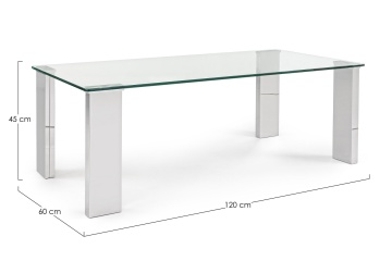 Măsuță de cafea modernă Arley, cu blat din sticlă securizată, 120x60x45 cm - Img 2