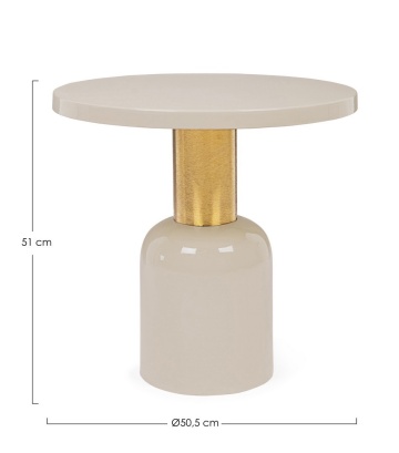 Măsuță de cafea Nalima, rotundă, din oțel emailat, crem, diametru 50.5 cm, înălțime 51 cm - Img 2