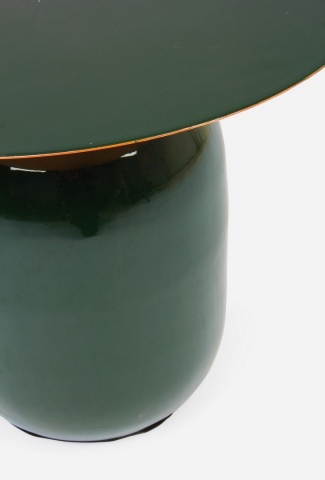 Măsuță de cafea Nalima, rotundă, din oțel emailat, verde închis, diametru 50 cm, înălțime 39.5 cm - Img 3