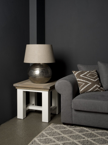 Masuta de cafea patrata din lemn 60x60x55 cm maro/alb - Img 2