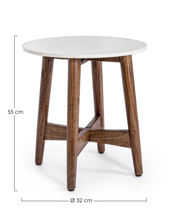 Măsuță de cafea rotundă Albany, cu blat din marmură și cadru din lemn de acacia, Ø52x55 cm - Img 2