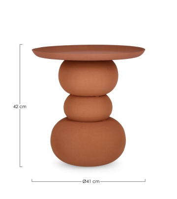 Măsuță de cafea rotundă Alpa, din oțel, finisaj mat cu efect rugos, teracotă, diametru 41 cm, înălțime 42 cm - Img 2