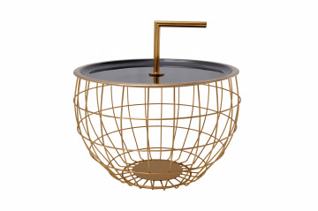 Masuta de cafea rotunda din fier 42,5x42,5x29 cm negru / auriu