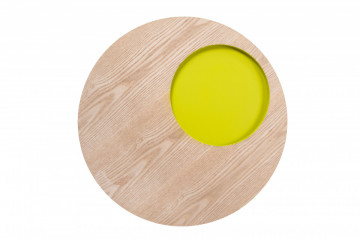 Masuta de cafea rotunda din lemn Addison 50x50x50 cm maro/galben - Img 3