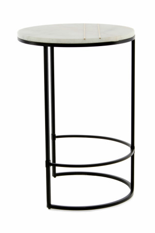 Masuta de cafea rotunda din marmura Louis 44.5x44.5x64 cm alba - Img 3