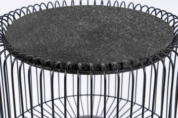 Masuta de cafea rotunda din marmura si fier Malibu 51x51x56,5 cm negru - Img 3