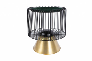 Masuta de cafea rotunda din marmura si fier Malibu 51x51x56,5 cm verde/negru