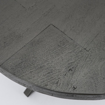Masuta de cafea rotunda din metal si lemn de mango Leo 70x70x40 cm neagra - Img 2