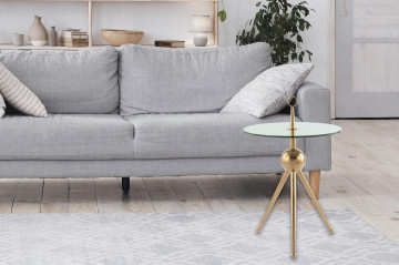 Măsuță de cafea rotunda din sticla 70 cm Gold Rose - Img 2