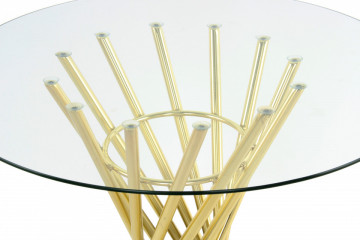Masuta de cafea rotunda din sticla Crush 60x60x59 cm transparenta/aurie - Img 3