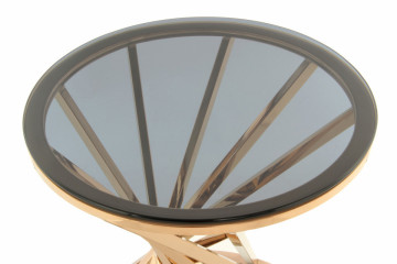 Masuta de cafea rotunda din sticla Wesley 40x40x42 cm gri/auriu - Img 4
