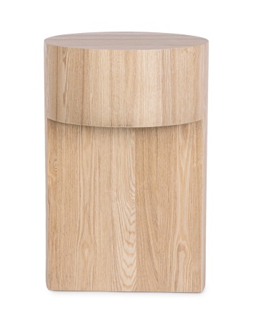Măsuță de cafea Stanwood, diametru 38 cm, din MDF cu furnir de frasin, natur, 38x58 cm - Img 3