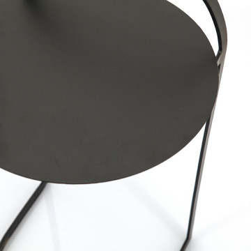 Masuta laterala rotunda din metal Garcon 35x35x65 cm neagra - Img 2