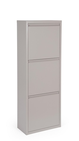 Pantofar Fredys cu 3 uși basculante, din oțel vopsit electrostatic, taupe, 50x25x133 cm