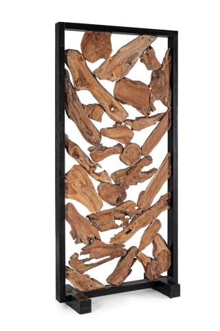Paravan din rădăcini de tec și lemn meranti, 100x200 cm