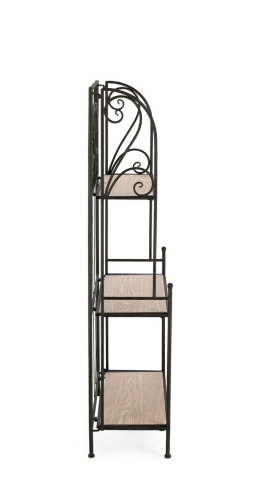 Raft Guenda cu 3 polițe, din metal și MDF, negru, 60x28x127 cm - Img 4