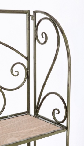 Raft Guenda cu 3 polițe, pliabil, din metal și MDF, verde închis, 60x28x127 cm - Img 6