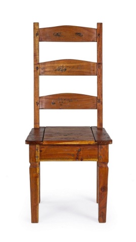 Scaun Chateaux, din lemn masiv de salcâm indian, finisaj antichizat rustic, 45x45x105 cm - Img 3