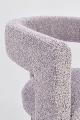 Scaun cu brațe Arabella, din stofă bouclé, gri perlat, 64x56x75 cm - Img 6