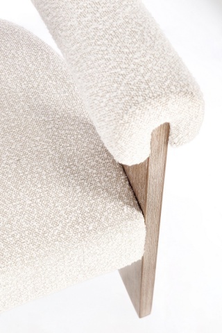 Scaun cu brațe, din material textil buclat, crem, 70x60x71 cm - Img 8