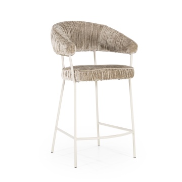 Scaun de bar Lizzy din Țesătură și metal taupe - Img 11