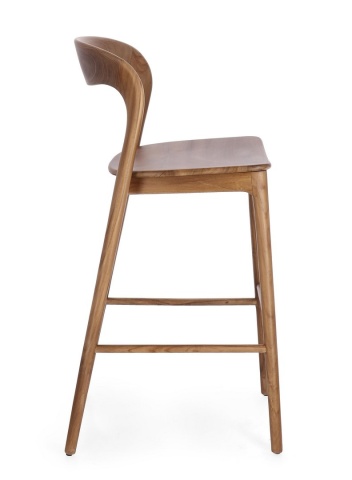 Scaun de bar Miley, din lemn de tec, natural, 48x51.5x102 cm - Img 5