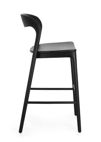 Scaun de bar Miley, din lemn de tec, negru, 48x51.5x102 cm - Img 5