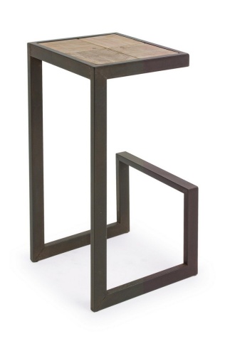 Scaun de bar Nordic din metal și lemn de brad, 36x32x70 cm
