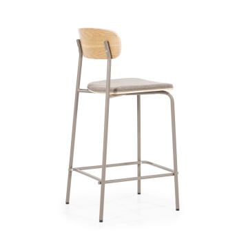 Scaun de bar Skoladin lemn de frasin taupe 95 cm - Img 8