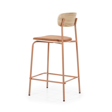 Scaun de bar Skoladin lemn de frasin teracota 95 cm - Img 4