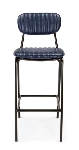 Scaun de bar Vintage, din piele ecologică, albastru, 44x51x100 cm - Img 3