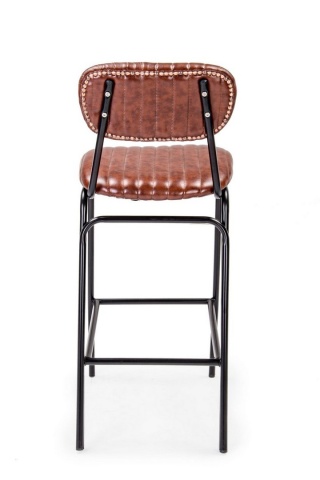 Scaun de bar Vintage, din piele ecologică, portocaliu închis, 44x51x100 cm - Img 4