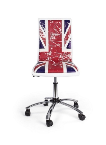 Scaun de birou Young British, reglabil pe înălțime, din piele ecologică imprimată, bază cromată - Img 3
