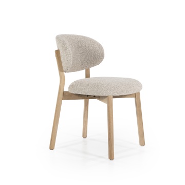 Scaun Mikky Tesatura taupe si lemn de stejar natural - Img 10
