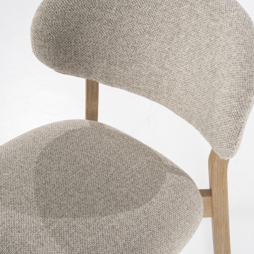 Scaun Mikky Tesatura taupe si lemn de stejar natural - Img 14