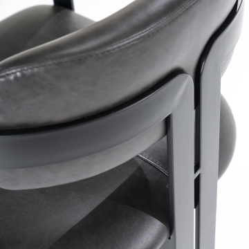 Scaun Morris din piele si metal negru - Img 16