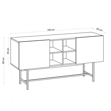 Servanta din pal melaminat Flory stejar 150x80x40 cm - Img 3